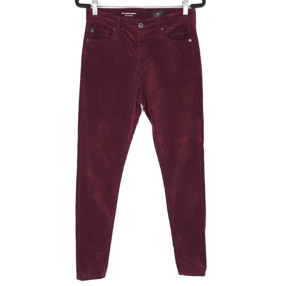 AG‎ ADRIANO GOLDSCHMIED Womens Jeans Farrah Skinny High Rise Velvet Burgundy 28R